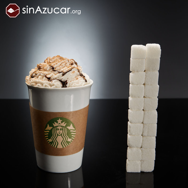 Un cafĂ© de Starbucks (Mocca Blanco venti, con nata y sirope de chocolate) tiene 20 terrones de azĂșcar.